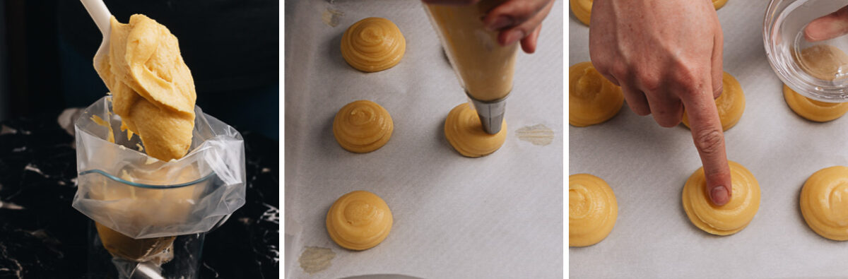 Piping choux pastry dough