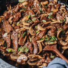 Beef and mushroom stir fry features juicy beef slices and tender mushrooms tossed in a rich, glossy brown sauce with a hint of pepper and butter. It’s a quick and comforting dish that’s perfect for your weeknight dinner. {Gluten-Free Adaptable}