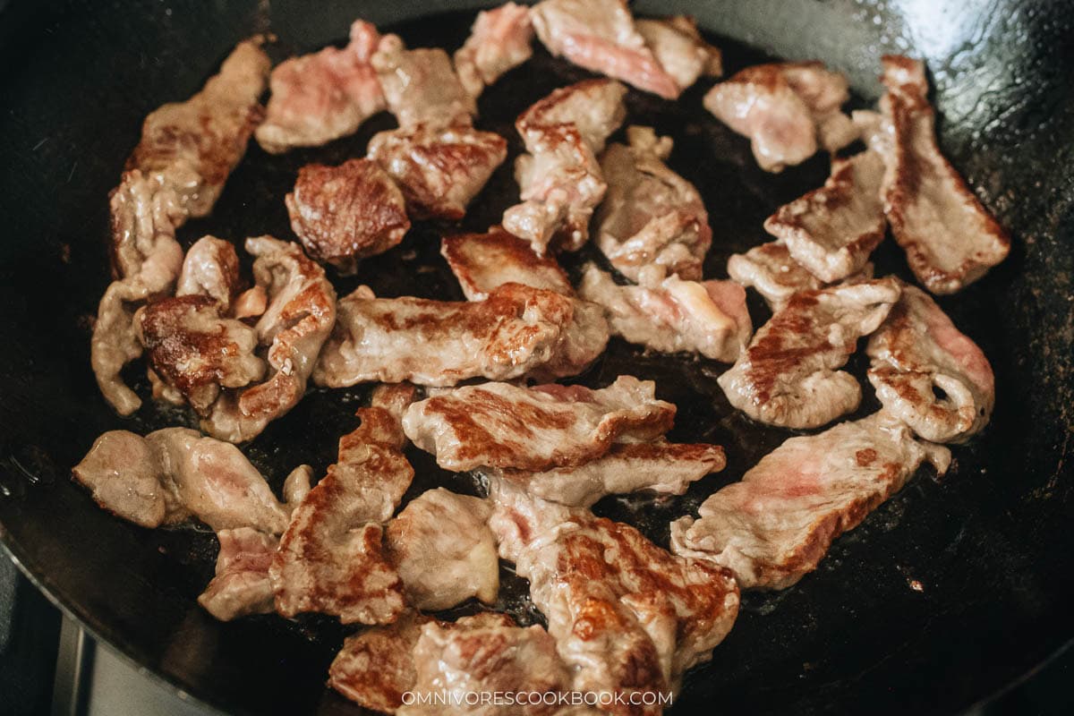 Sear steak in a pan