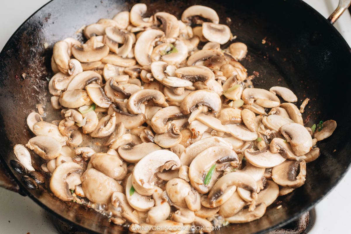 Cook mushroom in a pan