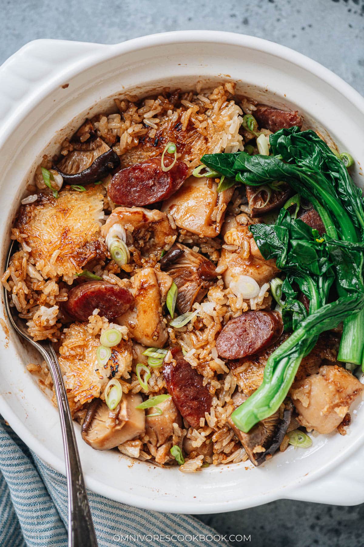 Homemade claypot rice close up