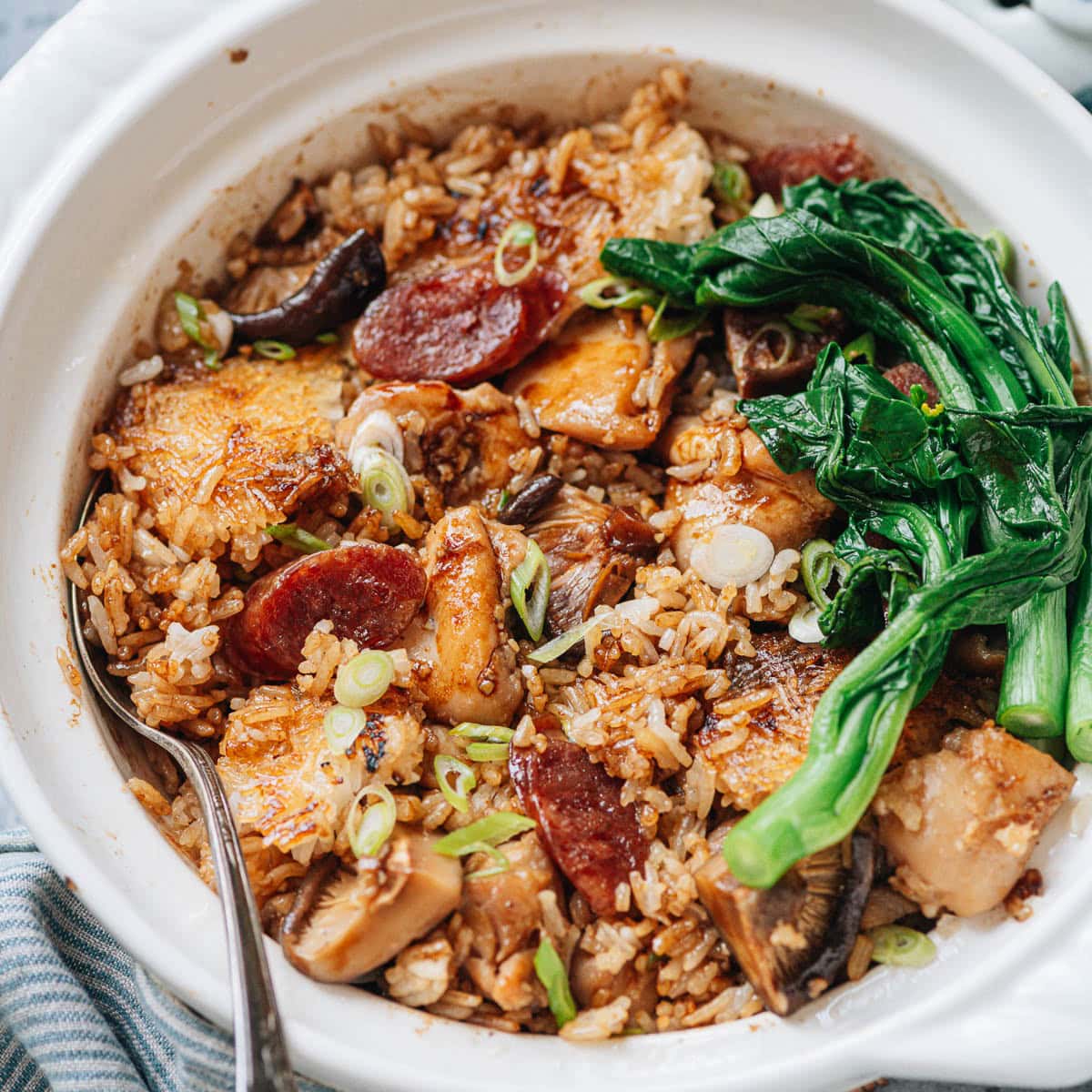 An authentic claypot rice recipe that produces the perfect crispy rice with juicy chicken and tender sausage with seasoned soy sauce. Learn all the secrets so you can reproduce this Cantonese classic dish in your own kitchen.