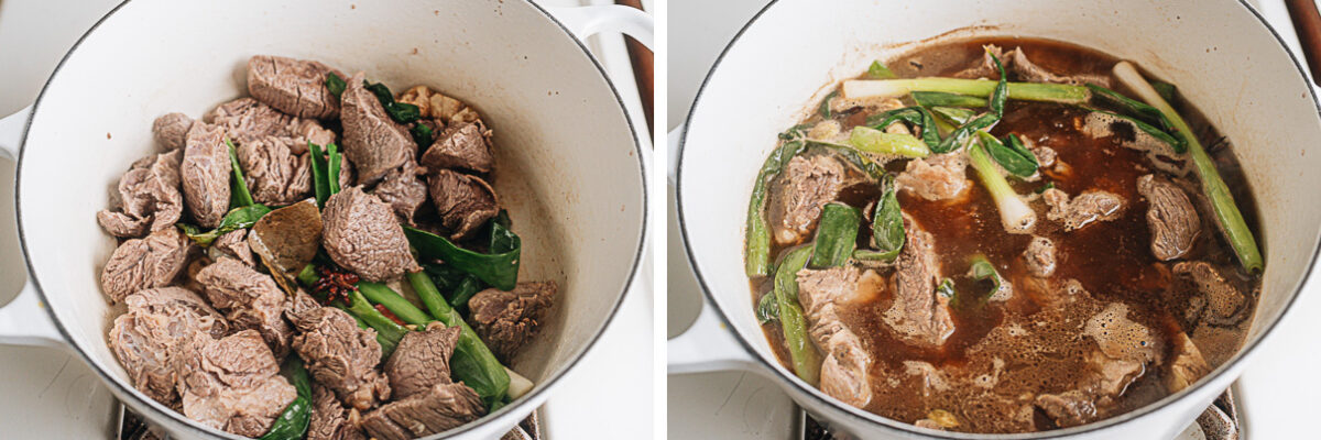 Braising the beef
