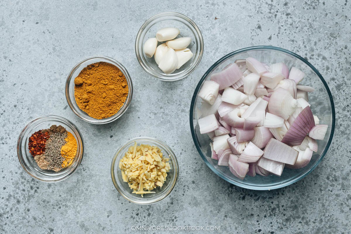 Ingredients for curry paste