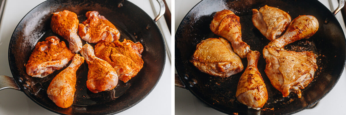 Sear chicken in the pan