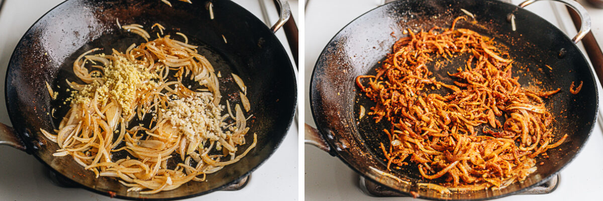 Stir fry the aromatics and curry powder