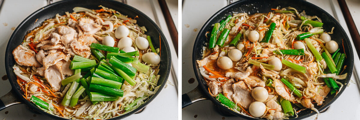Finish up cooking chicken pan fried noodles