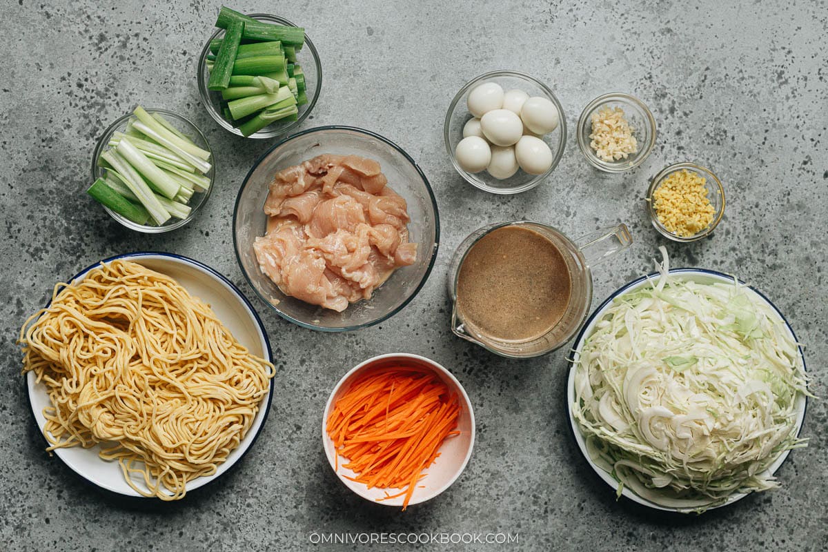 Chicken pan fried noodles ingredients