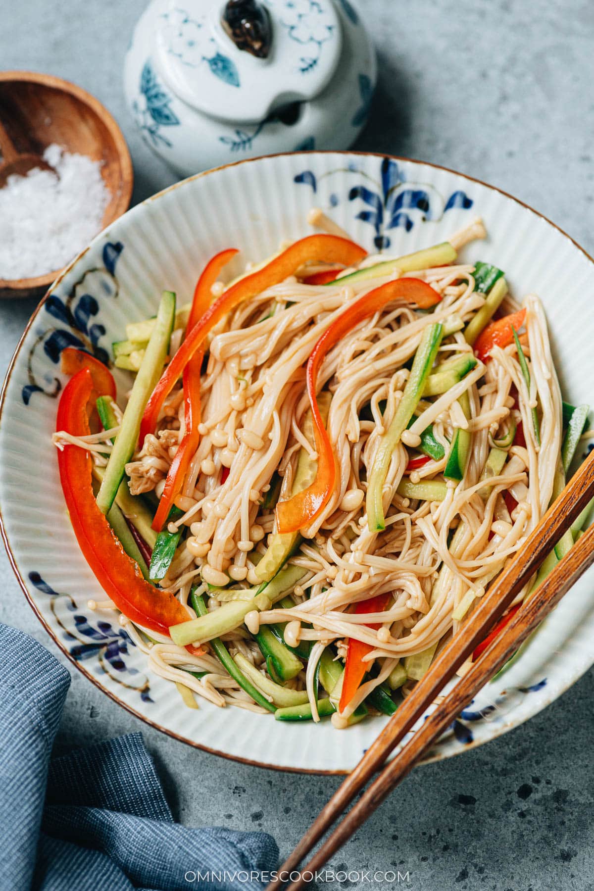 Chinese enoki mushroom salad