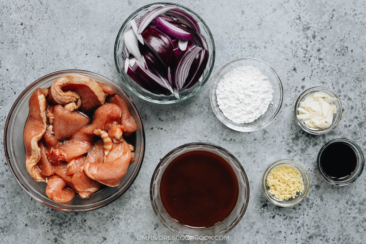 Ingredients for making Hong Kong pan fried pork chops
