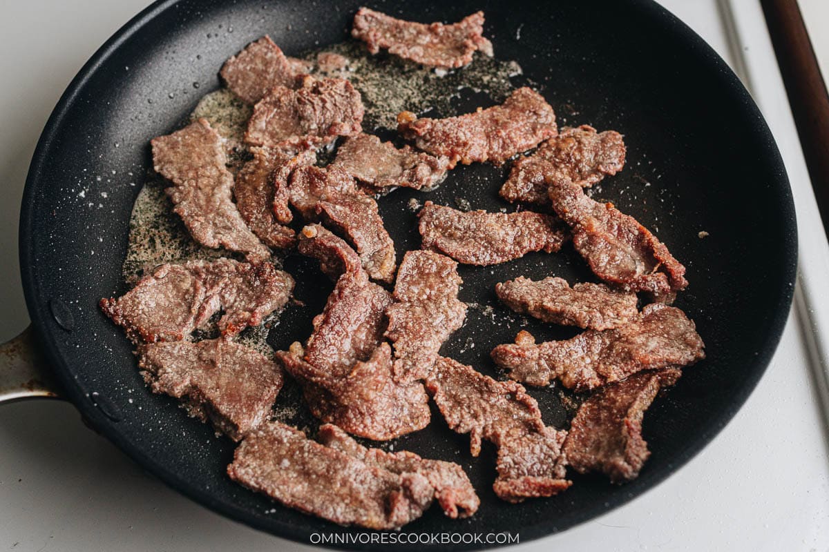 Pan fry the meat