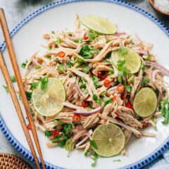 Yunnan lime chicken salad is a refreshing and aromatic dish that is super easy to put together and bursting with flavor. No matter whether you're looking for a dish suitable for the hot weather, or a protein packed dish post-workout, this one is a must try! {Gluten-Free Adaptable}
