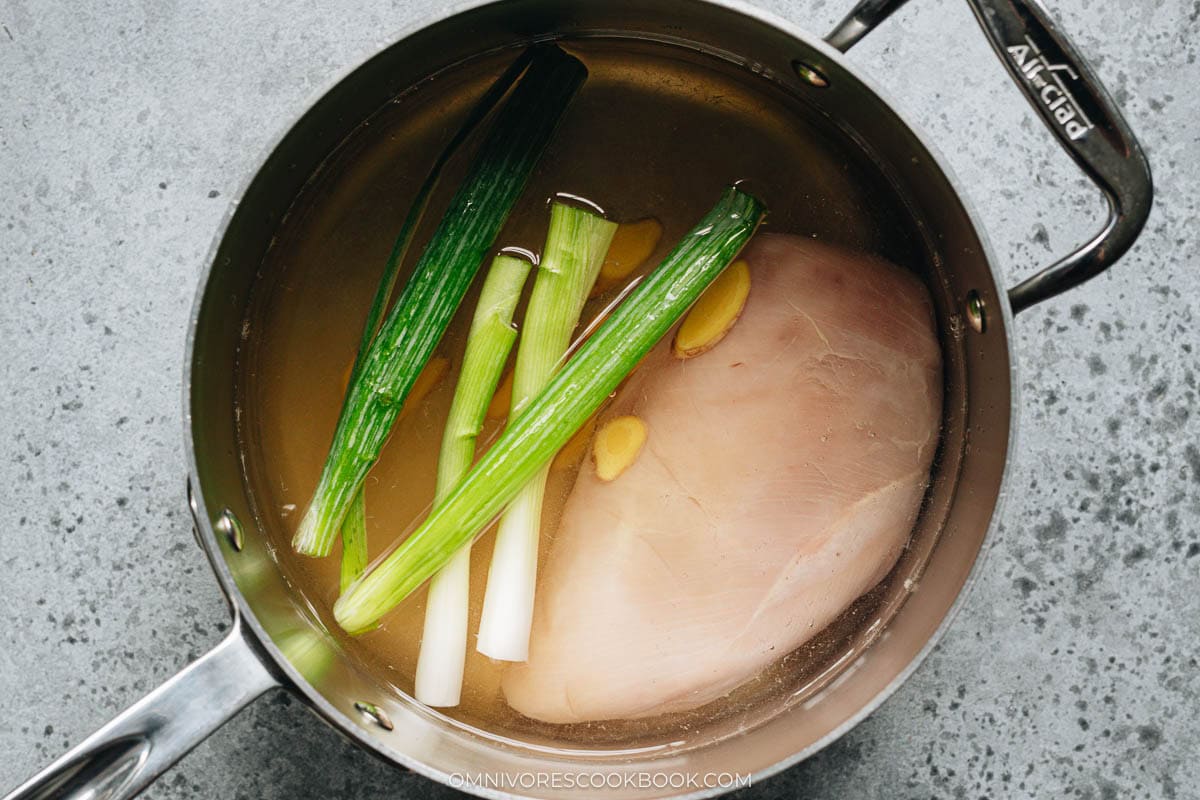 Poach chicken breast