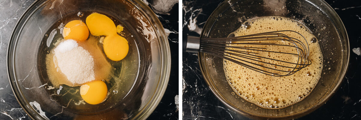 Mix the egg and sugar