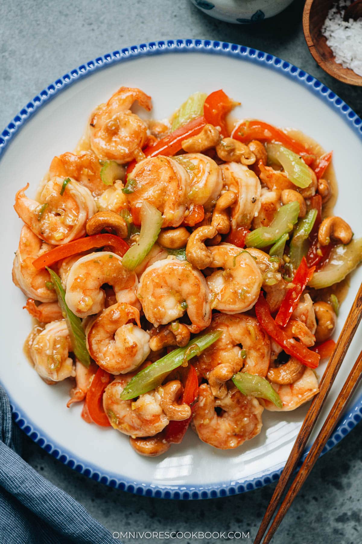 Cashew shrimp close up