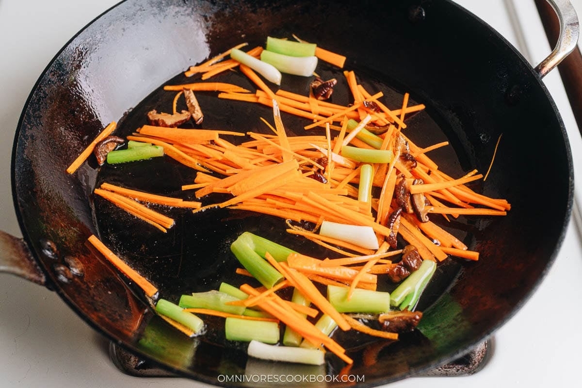 Cook the aromatics and carrot