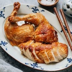 This air fryer Chinese roast chicken is one of my favorite weeknight dinners because of how simple and delicious it is. You only need six ingredients to create chicken with golden brown crispy skin and juicy and flavorful meat.