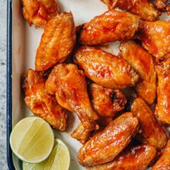 I’m obsessed with these honey sriracha wings that are crispy, juicy, and coated in a spicy sweet glaze with just the right amount of heat and tanginess. They are super easy to make, with no deep-frying required.