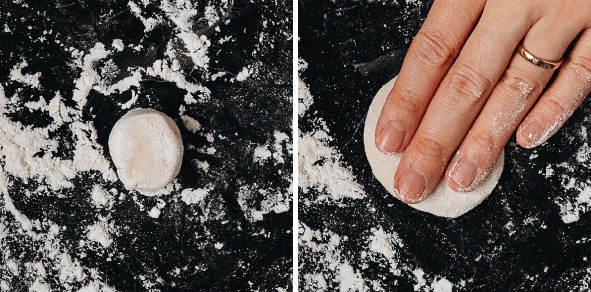 Press the dough piece