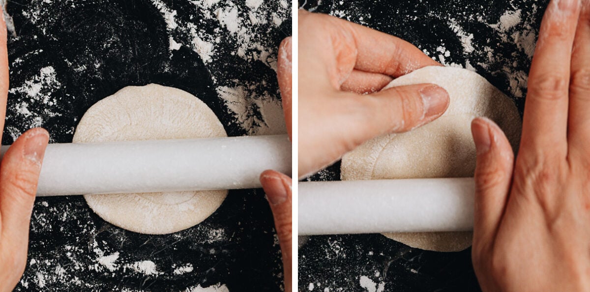 How to roll out the dough into a dumpling wrapper