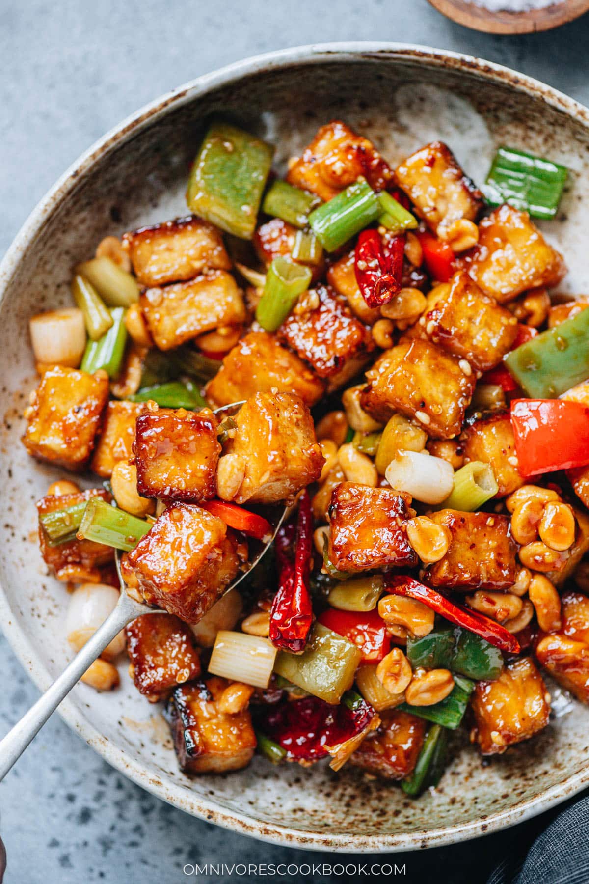 Kung pao tofu closed up