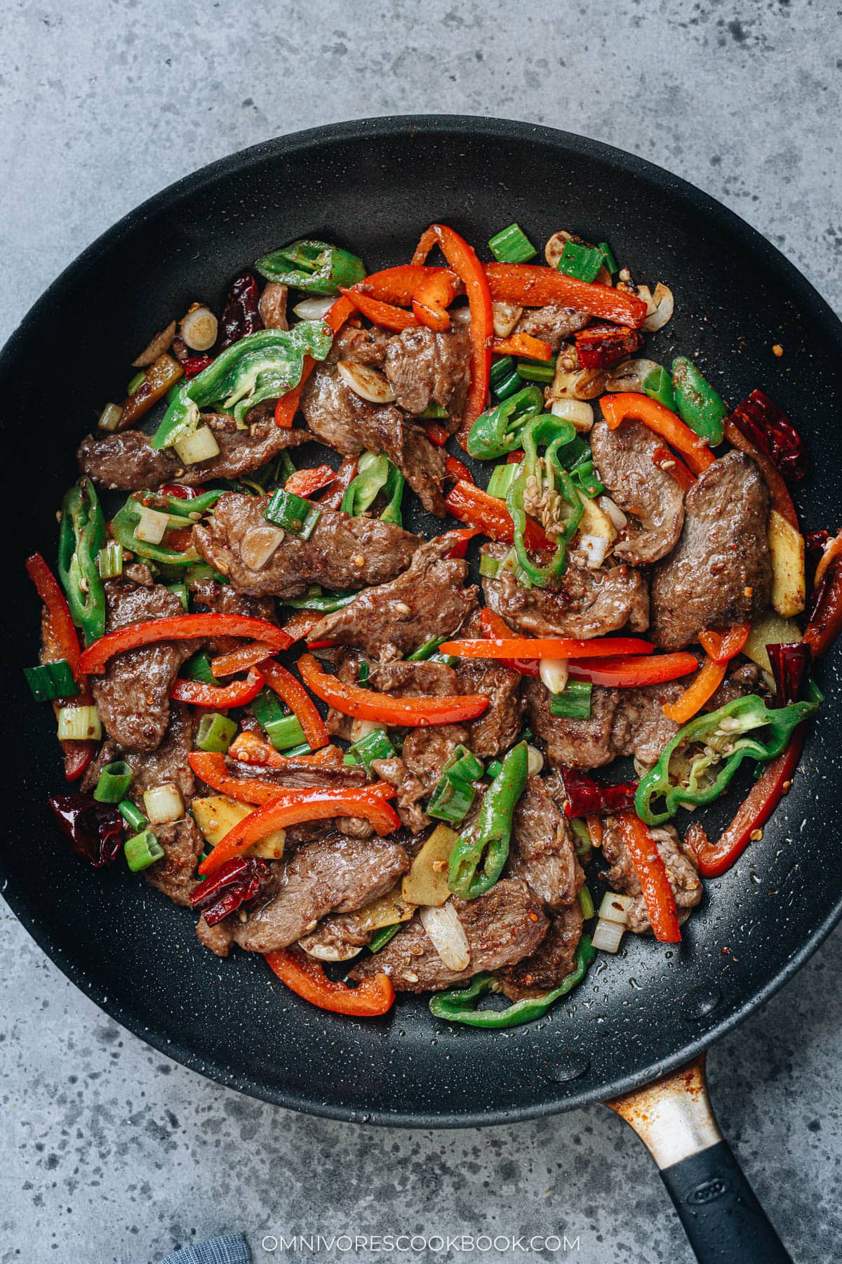 Chinese stir fried duck in a pan