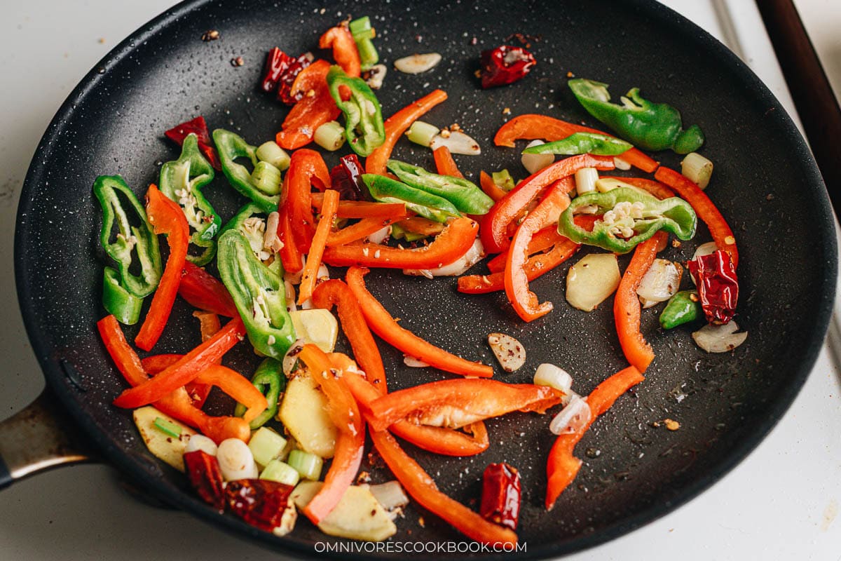 Cook the peppers