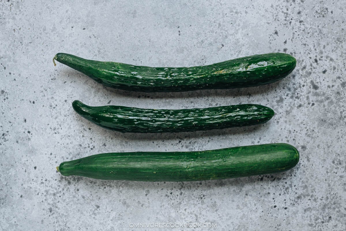 Chinese cucumber and English cucumber