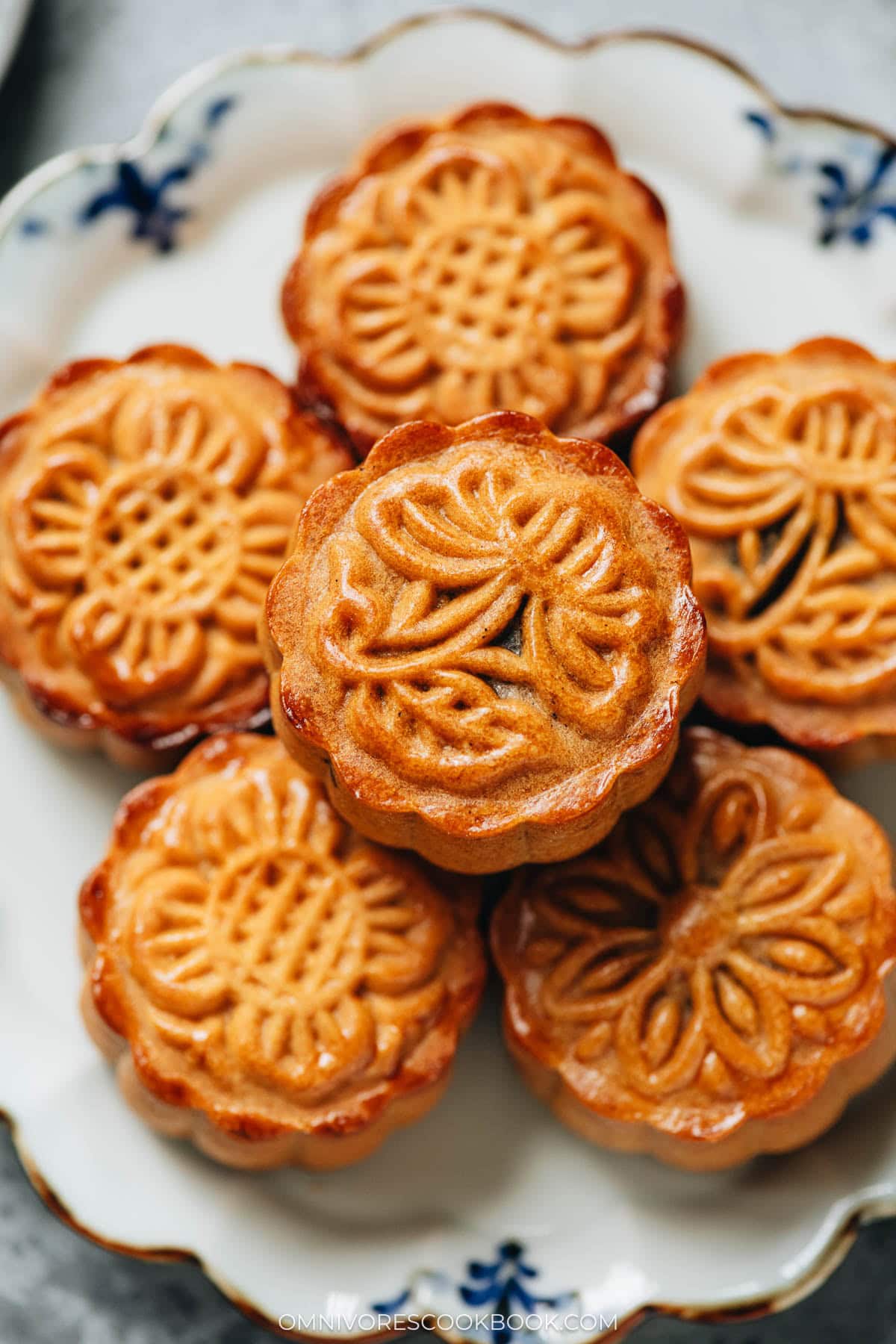 Homemade traditional mooncake close up