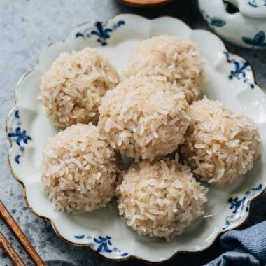 Chinese pearl balls served on a plate