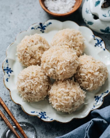 Chinese pearl balls served on a plate