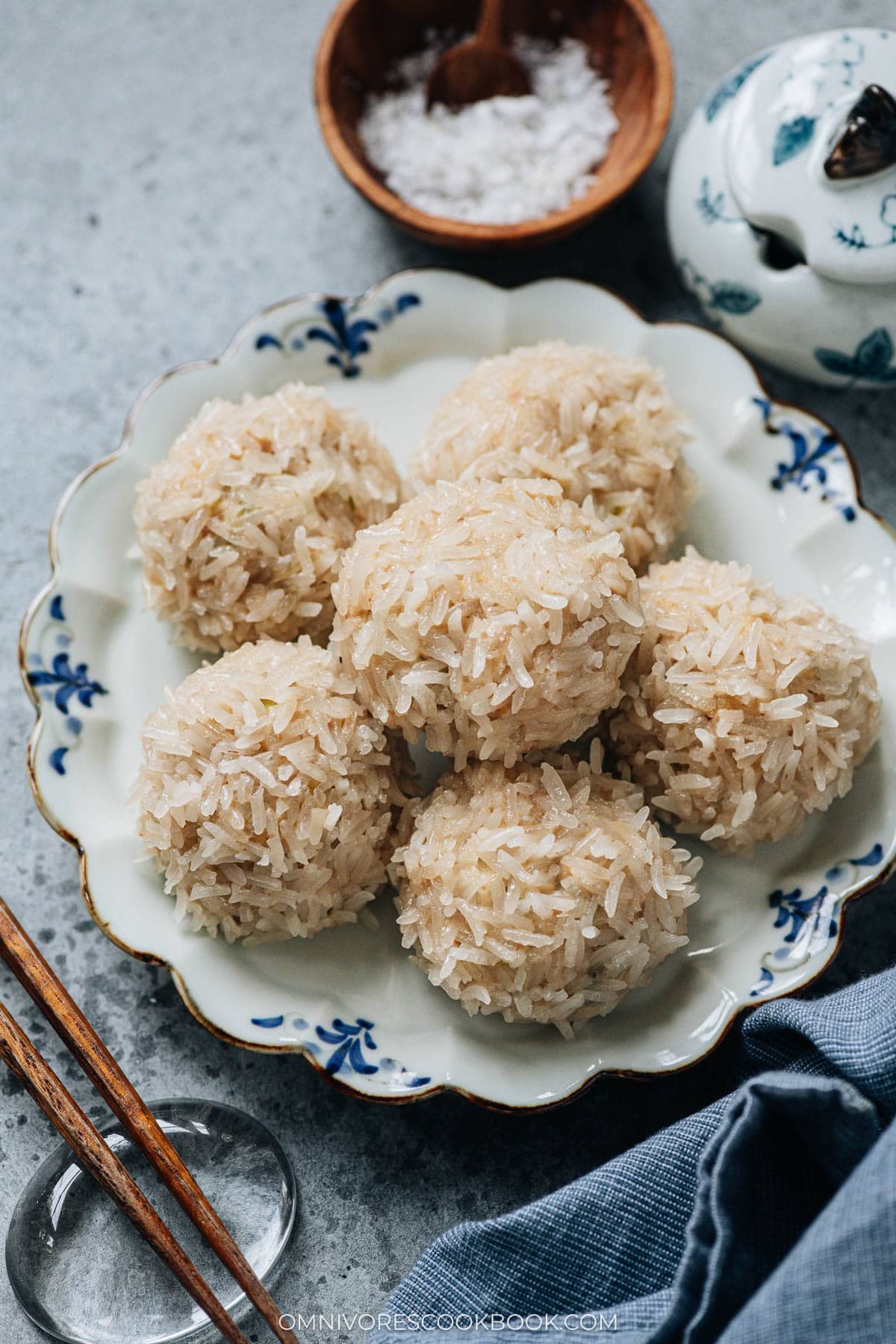 Chinese pearl balls served on a plate