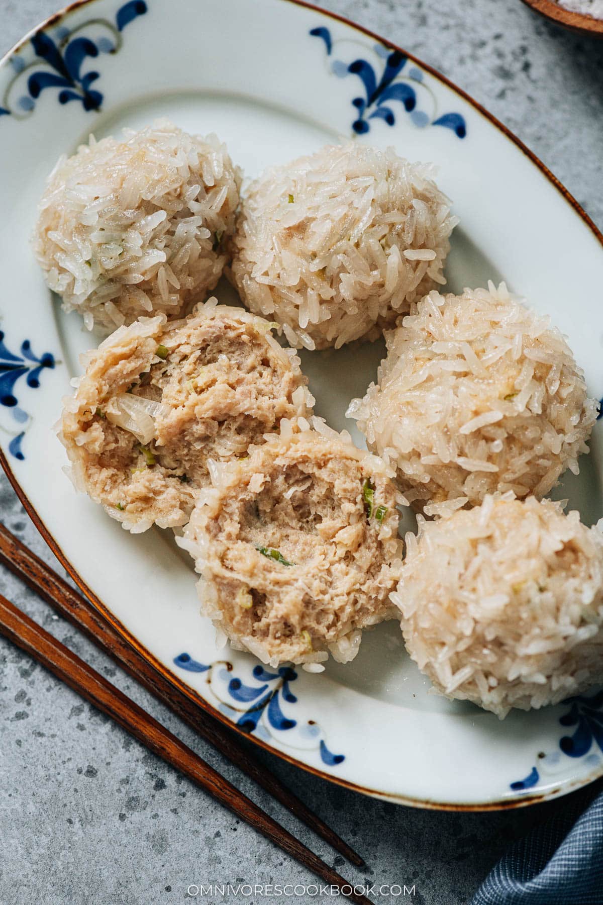 Chinese pearl balls cut open to show texture