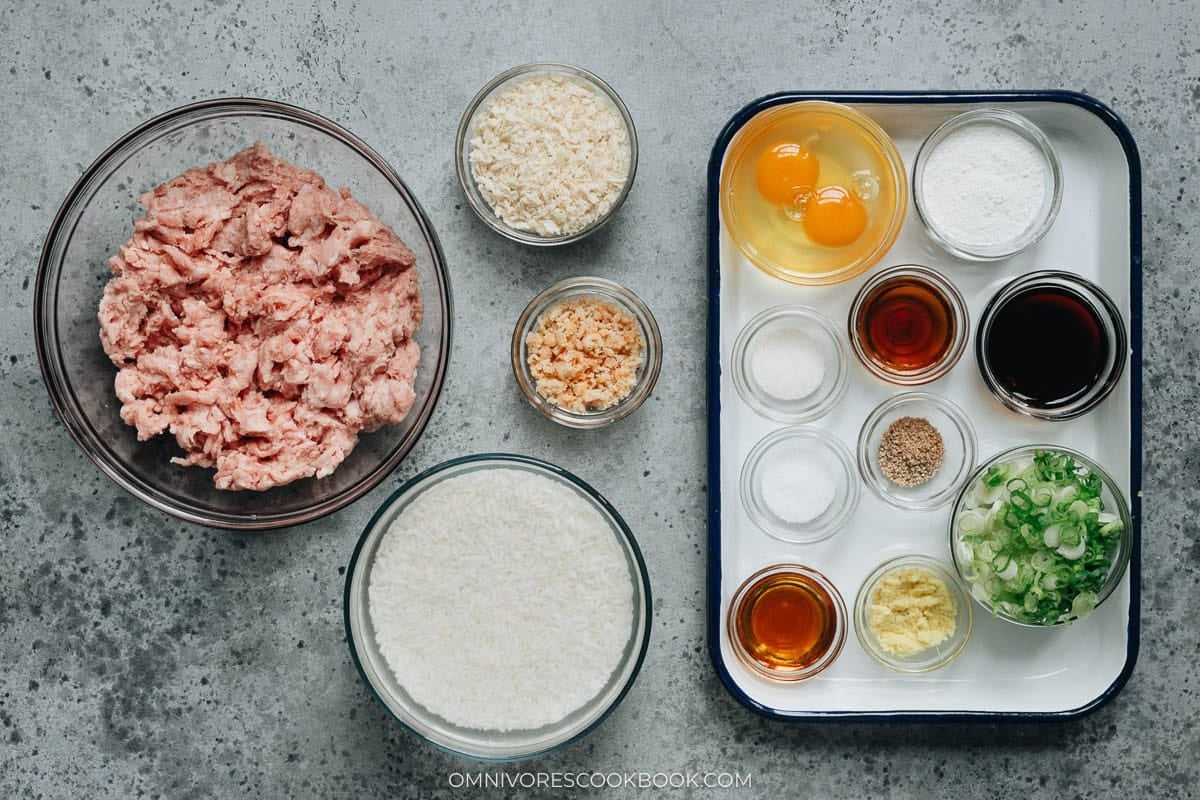 Ingredients for making Chinese pearl balls