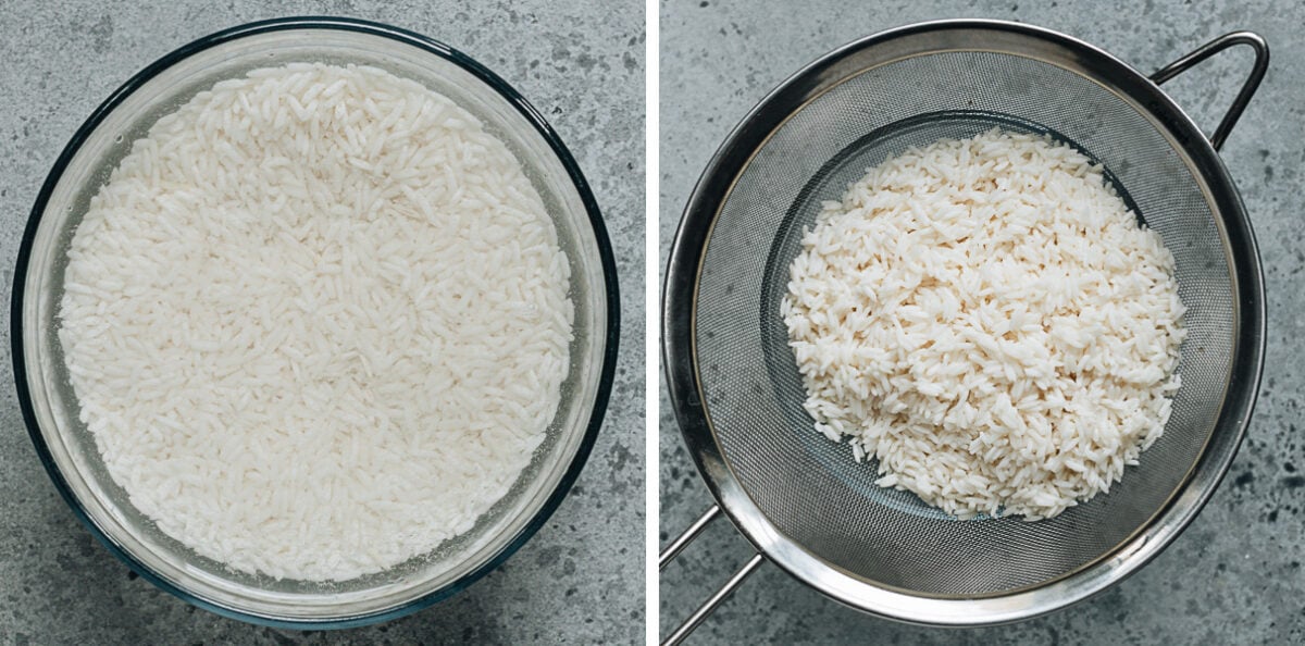 Sticky rice and how it looks after soaking