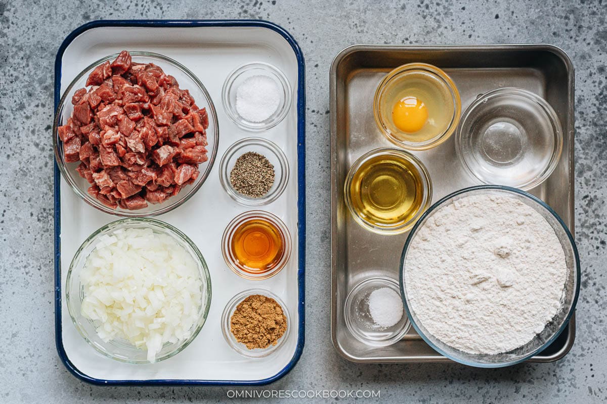 Ingredients for making kao bao zi