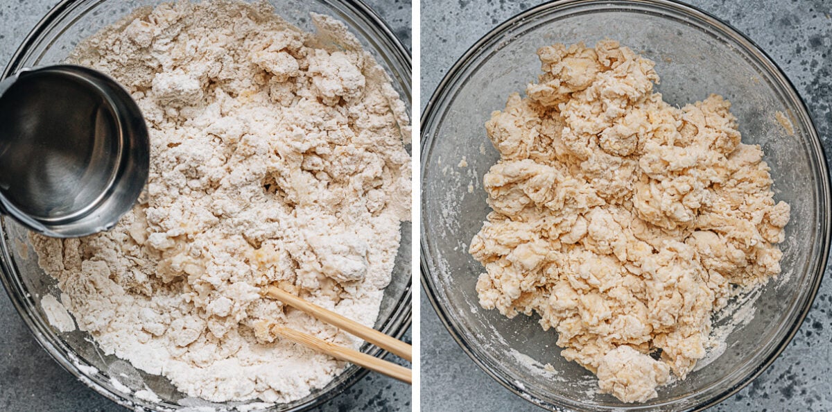 Mixing the bun dough