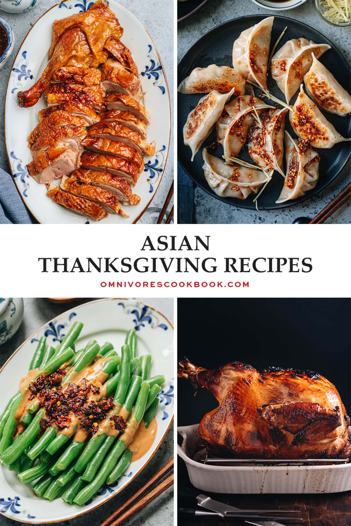 A collage of Asian Thanksgiving dishes