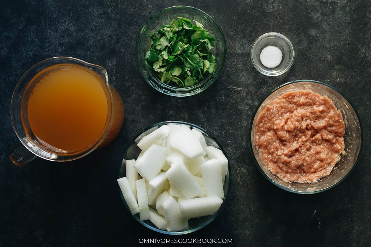 Winter melon soup ingredients