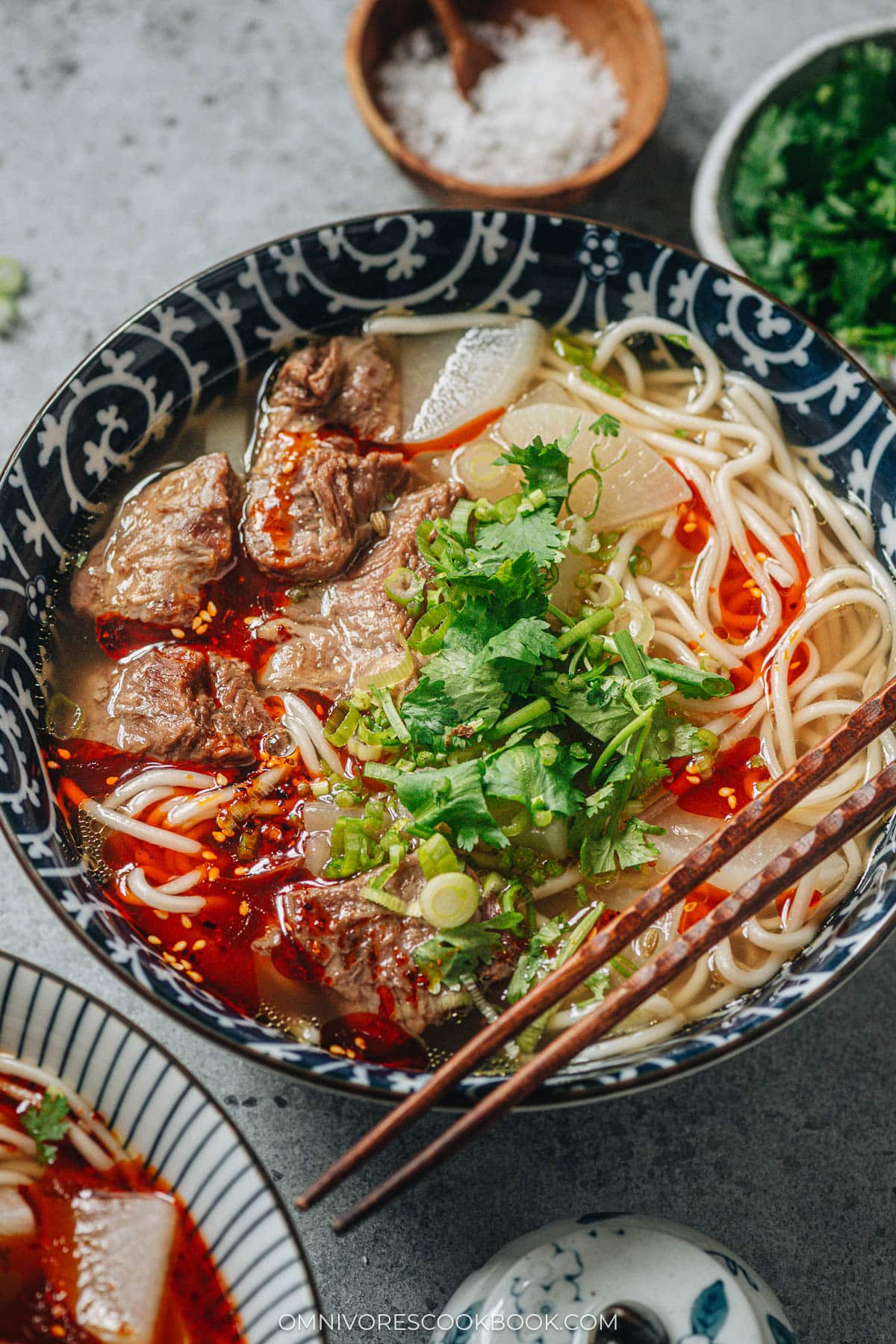 Lan Zhou La Mian with chili oil and radish