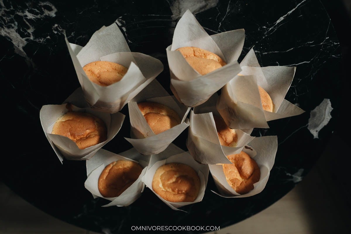 baked egg cakes wrapped in paper