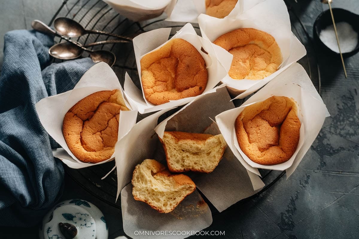 Chinese Egg Cake cut in half
