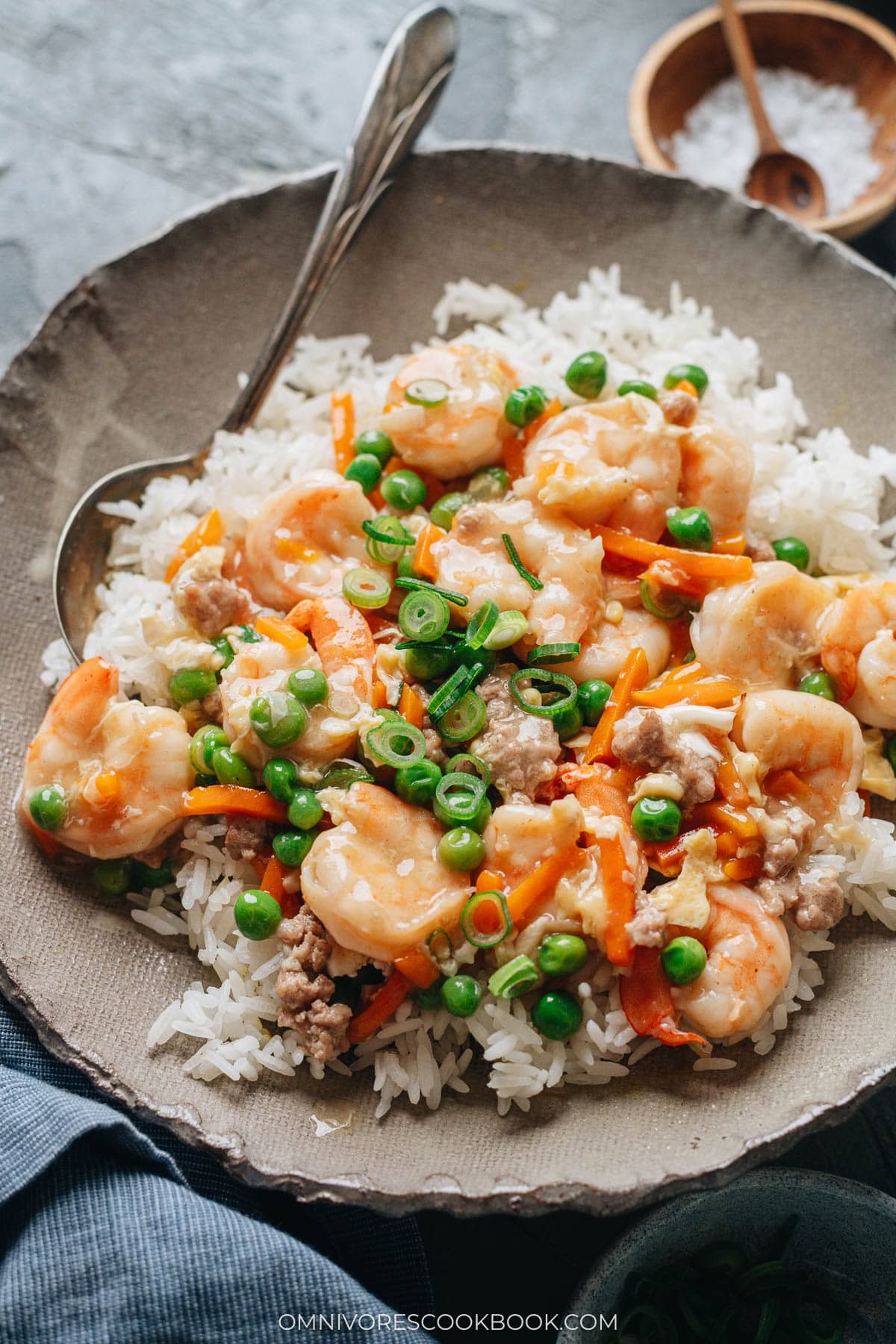 Chinese shrimp with lobster sauce