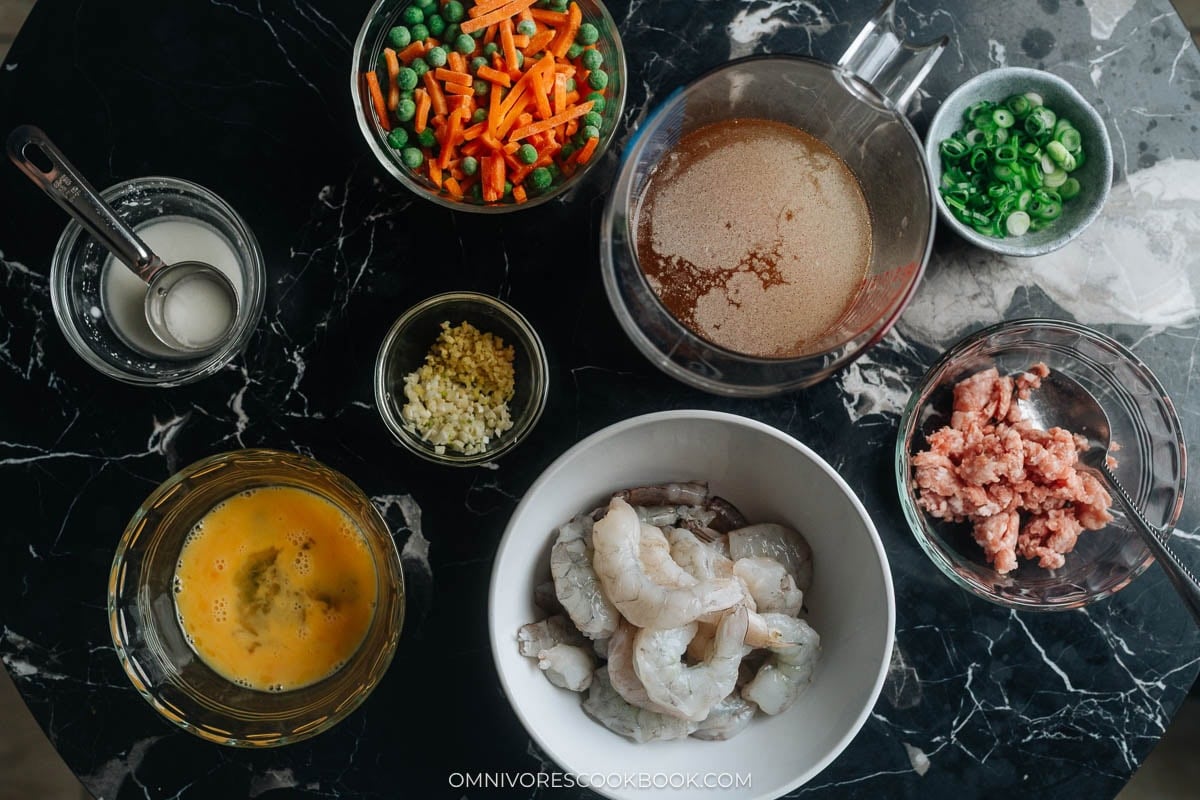  all ingredients for shrimp with lobster sauce