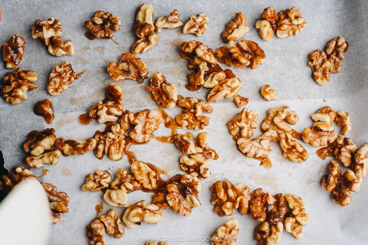 walnuts on a tray to cool off