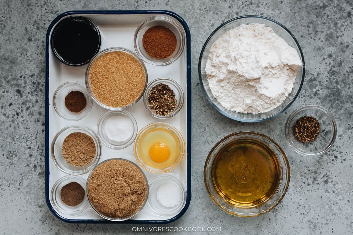 Ingredients arranged on a tray