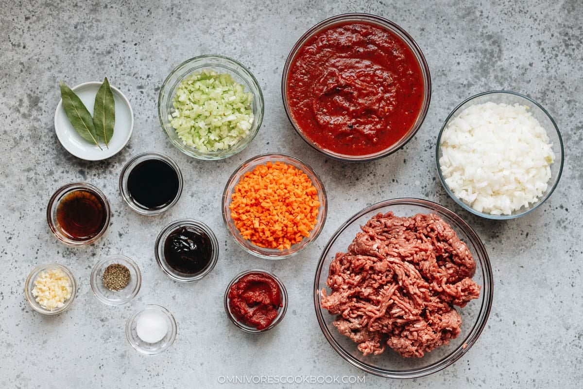 Hong Kong Bolognese Spaghetti ingredients