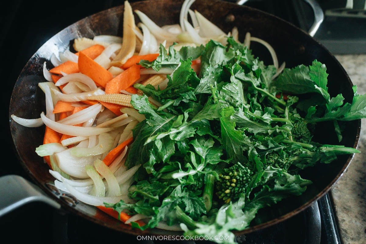 cook the leafy greens.