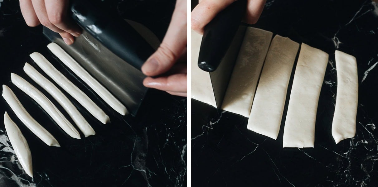 How to cut the dough for pulling noodles