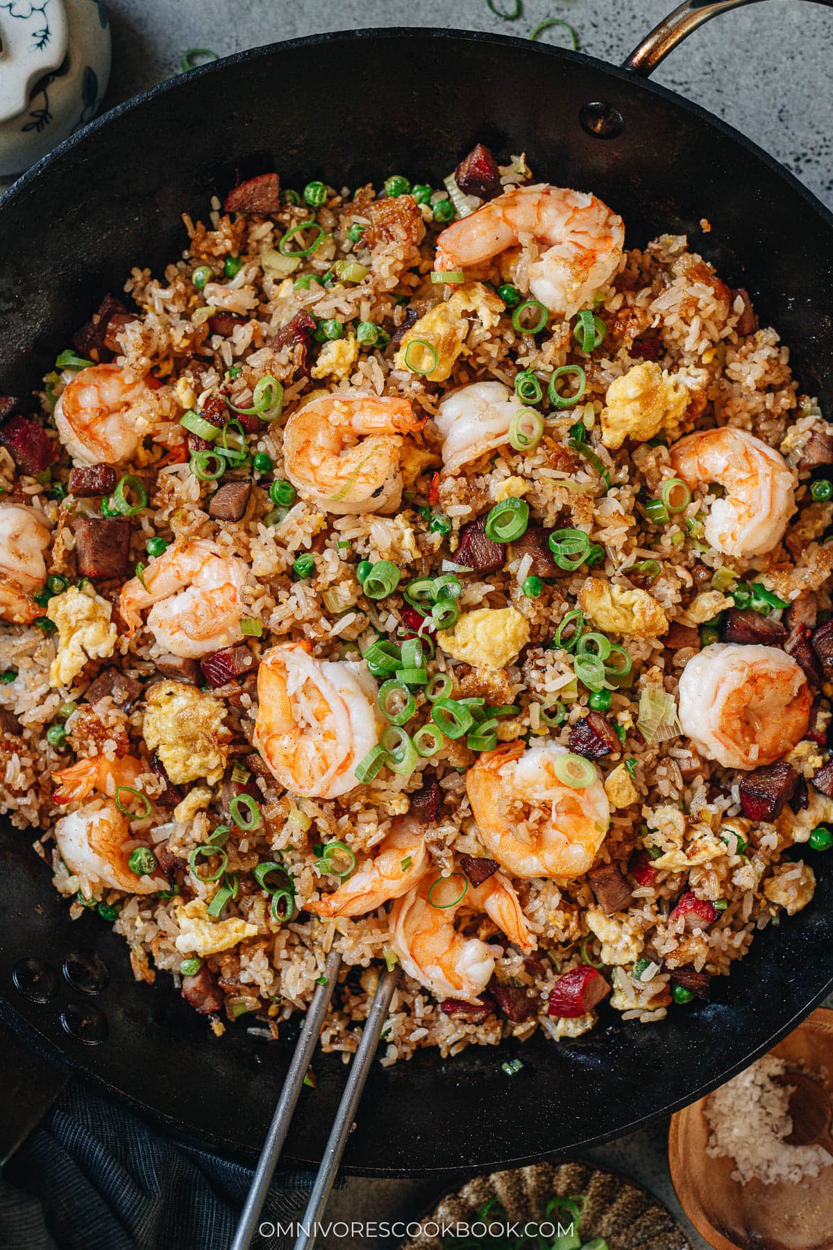 Yang Zhou fried rice in a skillet